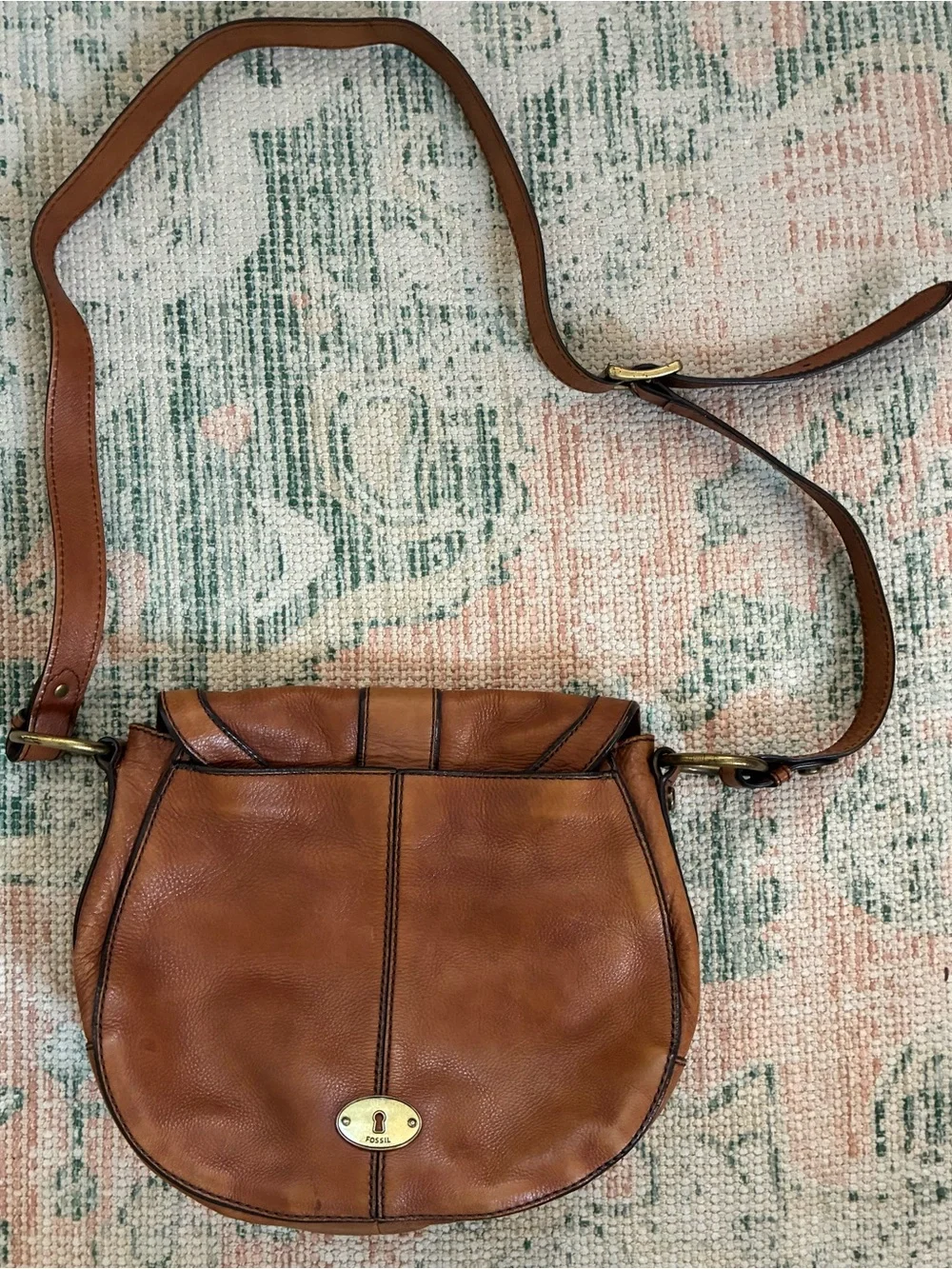 Fossil Vintage Reissue (VRI) Saddle Bag - Camel w/Antique Brass-Tone Hardware